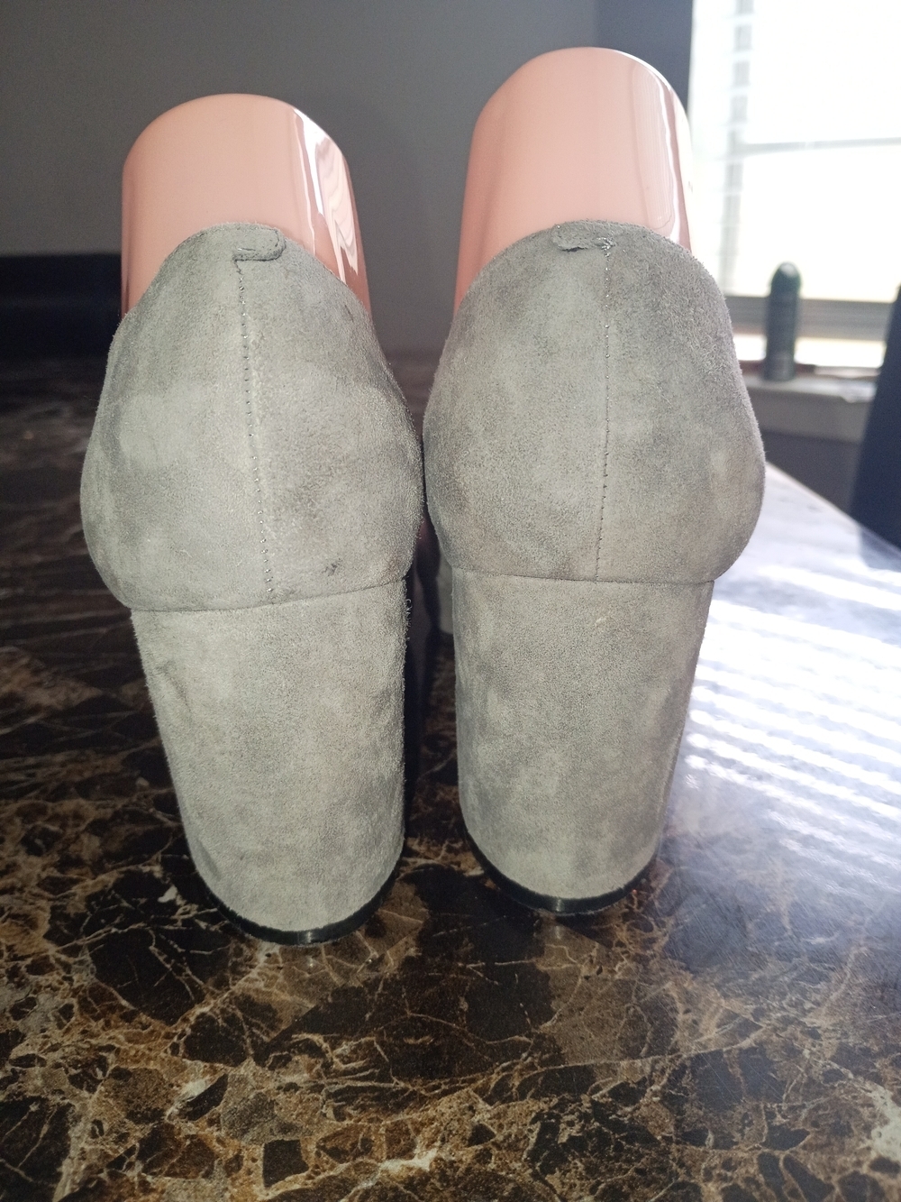 Marc Fisher Gray Suede Pointed-Toe Block Heels - Picture 3 of 9